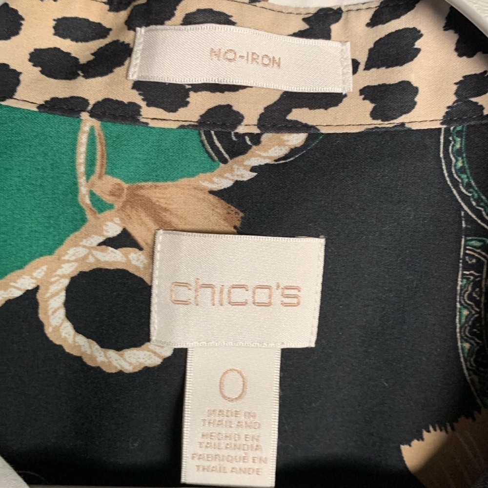 Chico’s No-Iron button up top Chicos size 0 XS equestrian preppy classic western - Picture 5 of 14